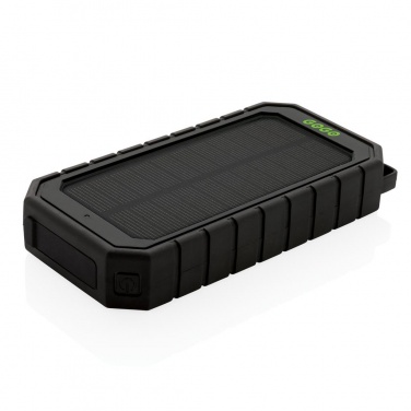 Logo trade promotional items picture of: 10.000 mAh Solar Powerbank with 10W Wireless Charging, black