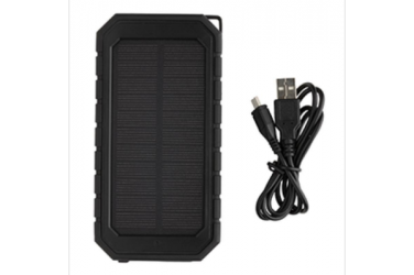 Logo trade advertising product photo of: 10.000 mAh Solar Powerbank with 10W Wireless Charging, black