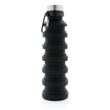 Logotrade promotional giveaway image of: Leakproof collapsible silicon bottle with lid, black