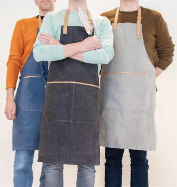 Logo trade business gift photo of: Deluxe canvas chef apron, grey