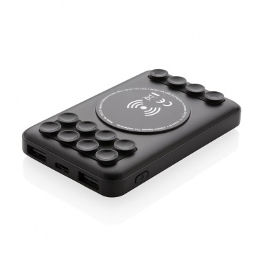 Logotrade business gift image of: 5.000 mAh wireless charging pocket powerbank, black