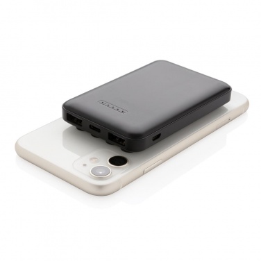 Logotrade promotional merchandise photo of: 5.000 mAh wireless charging pocket powerbank, black