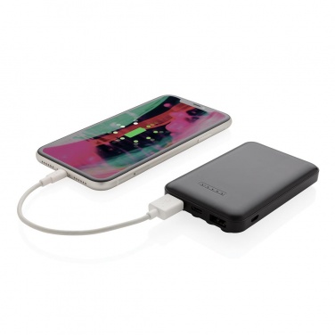 Logo trade promotional giveaways picture of: 5.000 mAh wireless charging pocket powerbank, black