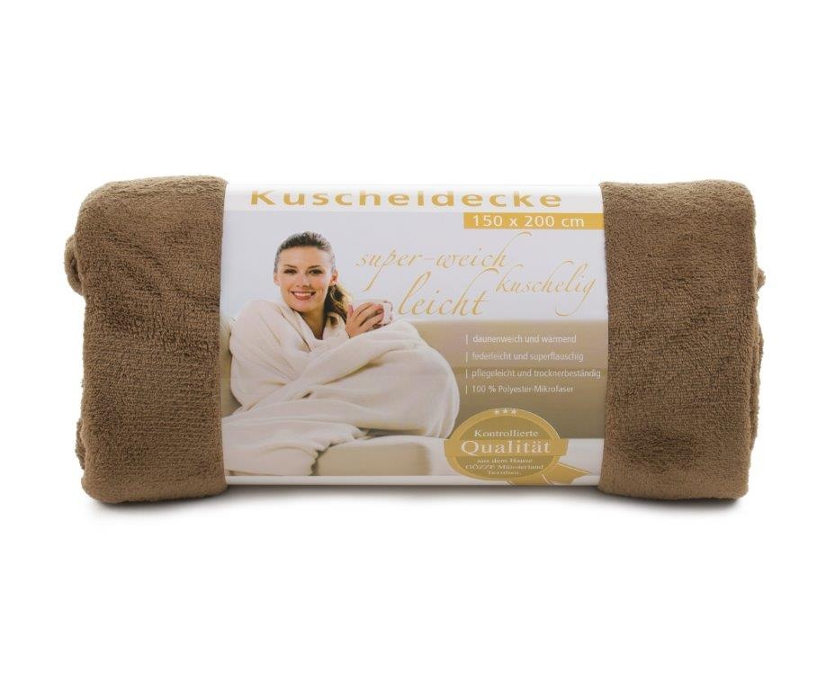Logo trade promotional giveaways picture of: Fleece Blanket Panderoll, 150 x 200 cm, brown