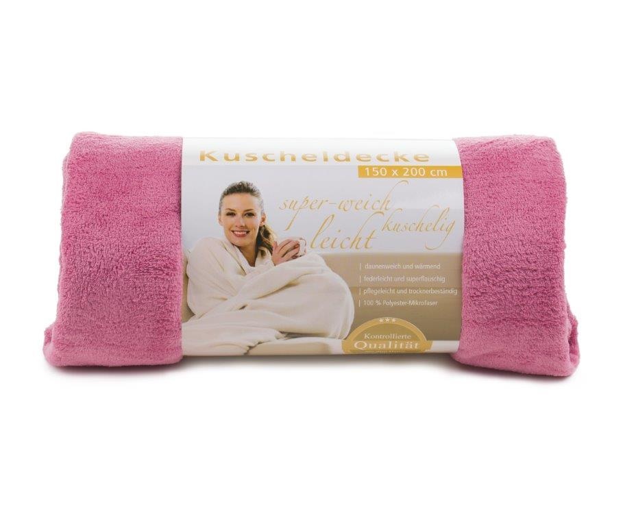 Logo trade promotional products image of: Fleece Blanket Panderoll, 150 x 200 cm, pink