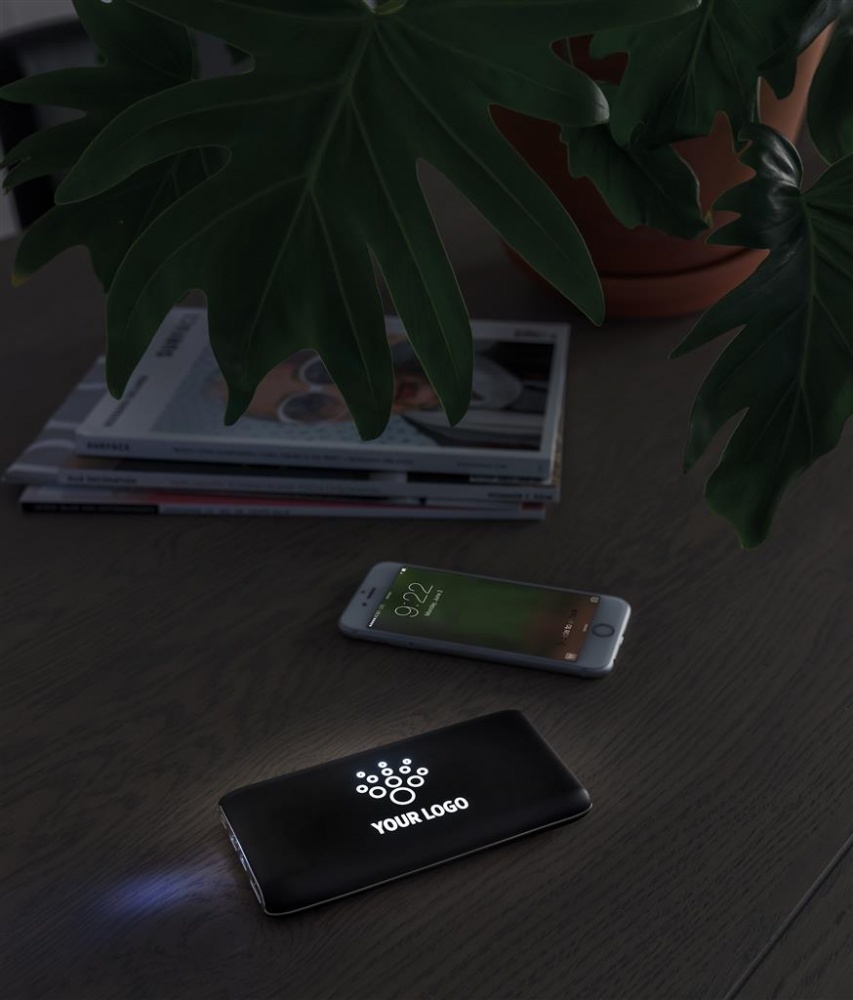 Logotrade advertising product image of: Light up wireless charger power bank, 8.000 mAh, black