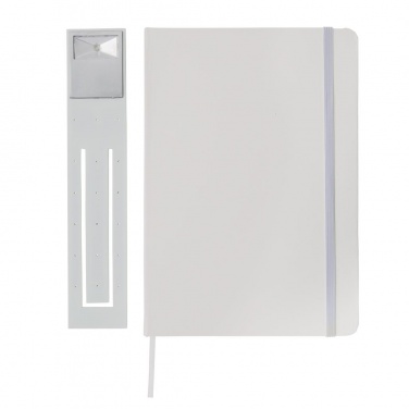 Logo trade promotional products picture of: A5 Notebook & LED bookmark, white