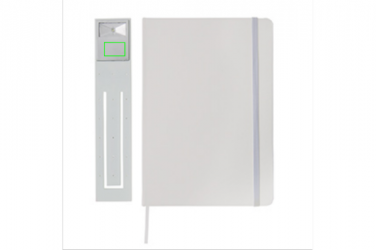 Logo trade promotional gifts image of: A5 Notebook & LED bookmark, white
