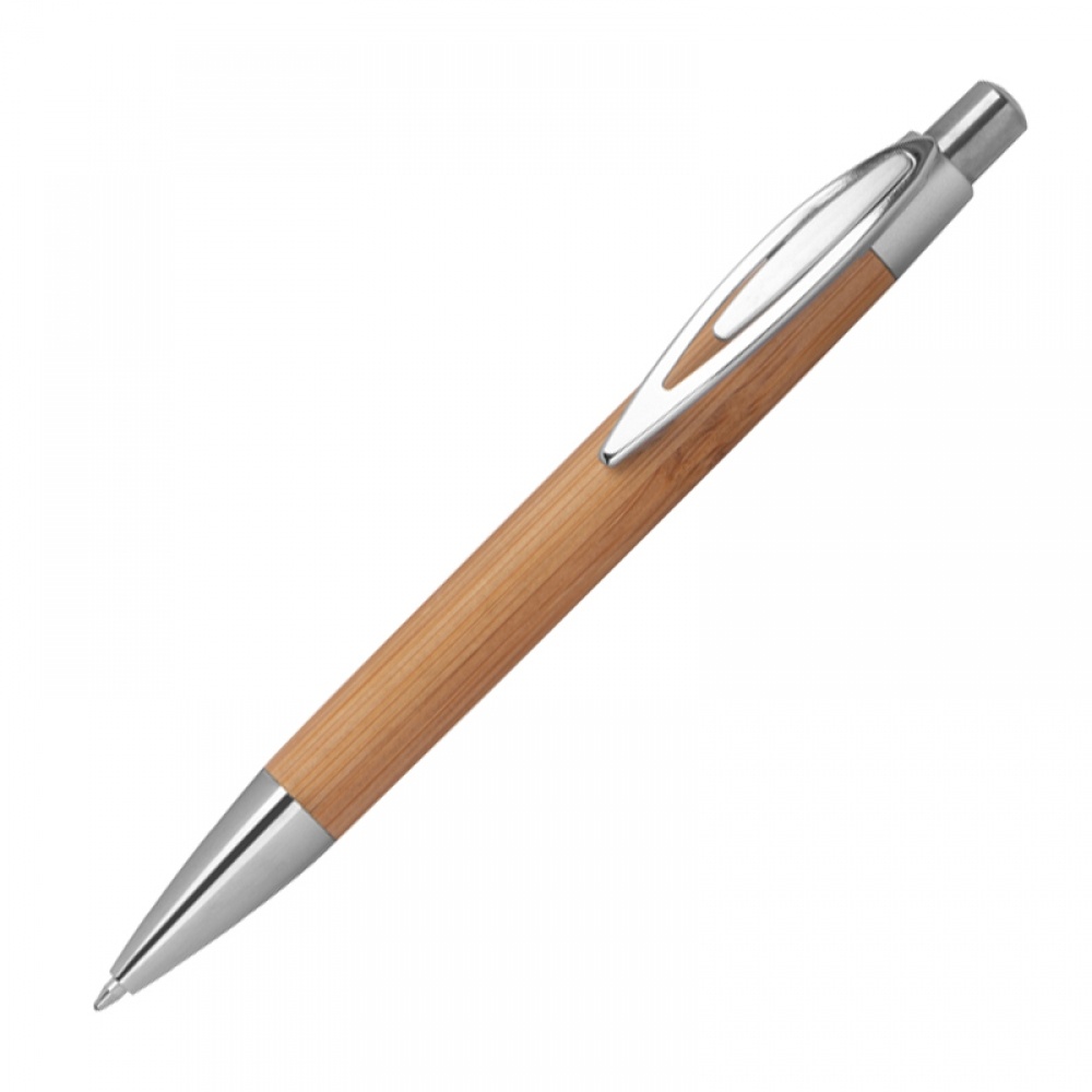 Logotrade promotional products photo of: #9 Bamboo ballpen with sharp clip, beige