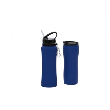 Logotrade advertising product picture of: WATER BOTTLE & THERMAL MUG SET, navy blue