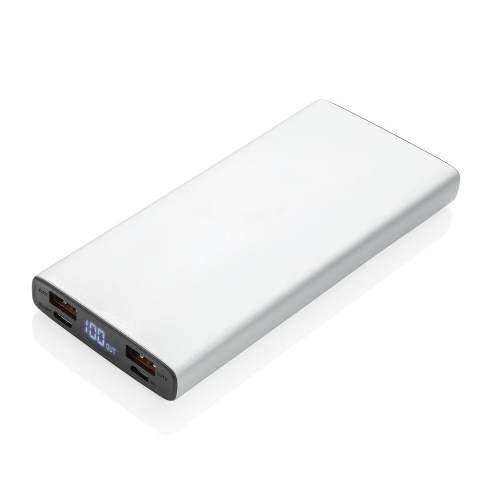 Logo trade promotional items picture of: Aluminum 18W 10.000 mAh PD Powerbank, silver