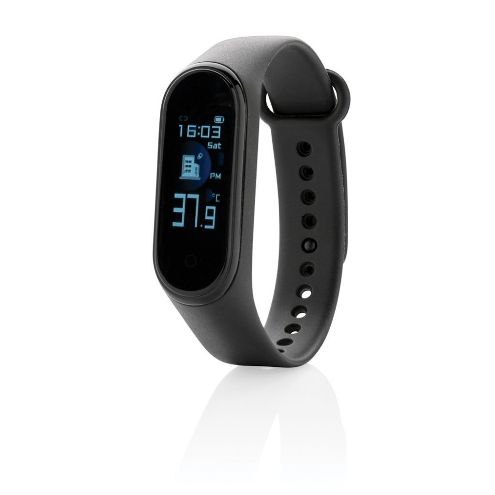 Logo trade promotional giveaways image of: Smart watch Stay Healthy with temperature measuring, black