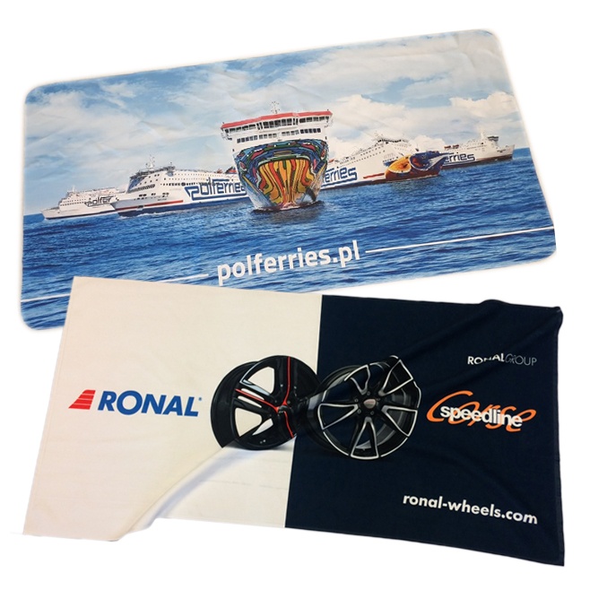 Logo trade promotional giveaways image of: Microfiber towel with one side photo print, 70 x 140 cm