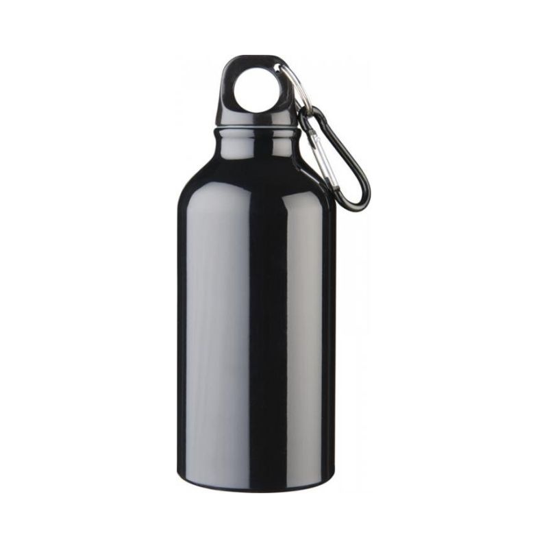 Logo trade promotional giveaways image of: Oregon drinking bottle with carabiner, black