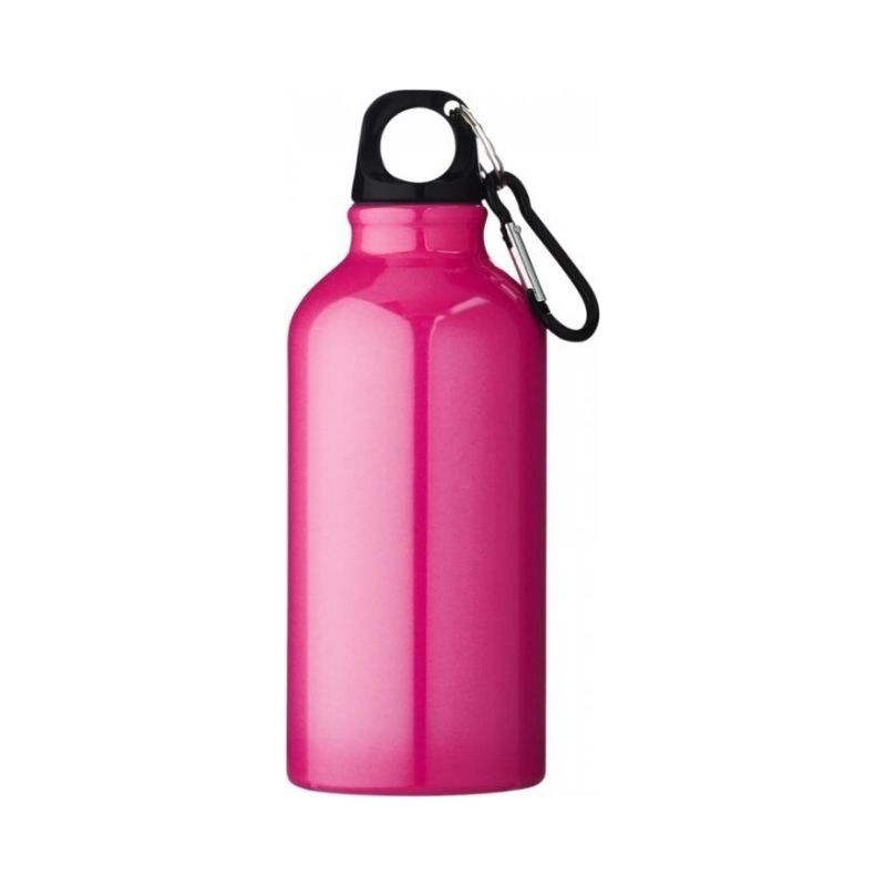 Logo trade promotional merchandise photo of: Oregon drinking bottle with carabiner, neon pink
