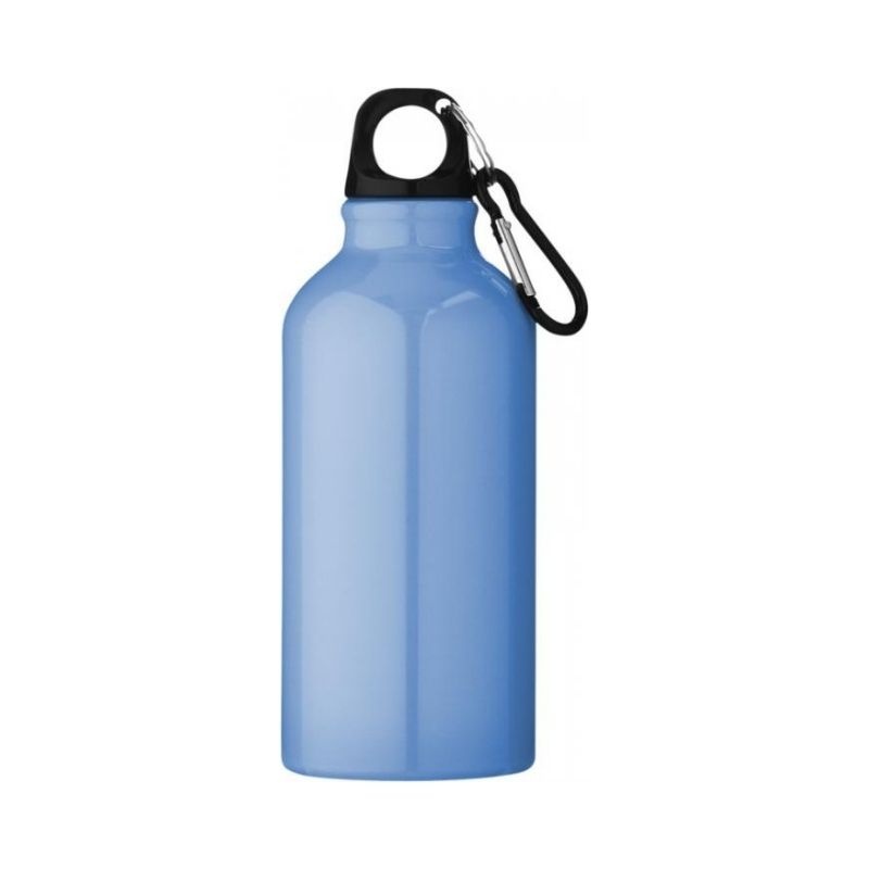 Logo trade promotional items image of: Drinking bottle with carabiner, light blue