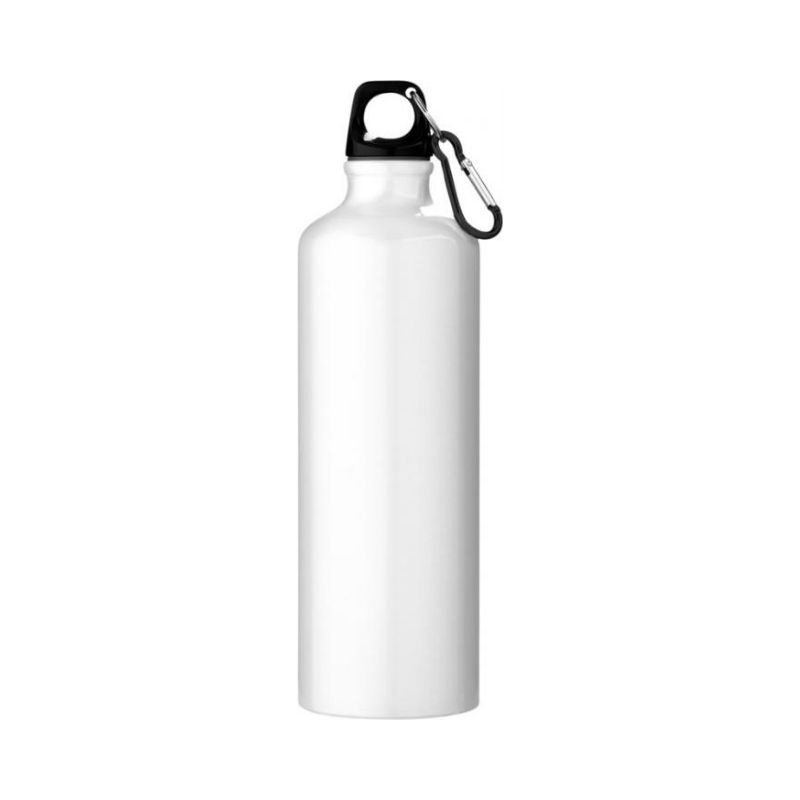 Logo trade promotional products image of: Pacific bottle with carabiner, white