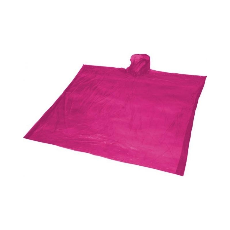Logo trade advertising products image of: Ziva disposable rain poncho, pink