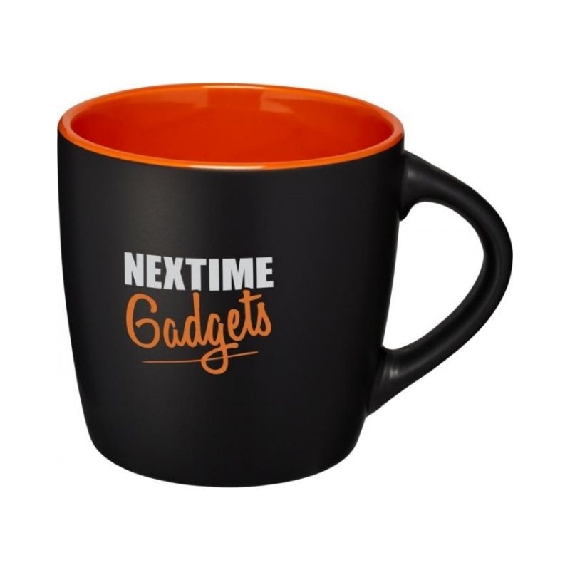 Logo trade promotional gifts picture of: Riviera ceramic mug, black/orange
