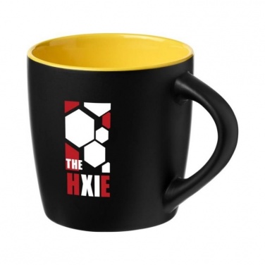 Logo trade promotional products image of: Riviera 340 ml ceramic mug, yellow/black