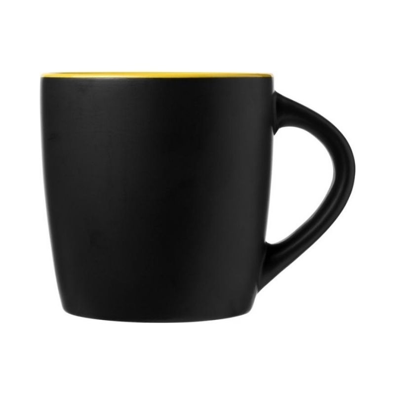 Logotrade promotional item image of: Riviera 340 ml ceramic mug, yellow/black