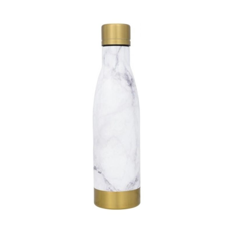 Logo trade promotional giveaways image of: Vasa Marble copper vacuum insulated bottle, white/gold