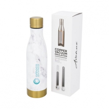 Logo trade corporate gifts picture of: Vasa Marble copper vacuum insulated bottle, white/gold