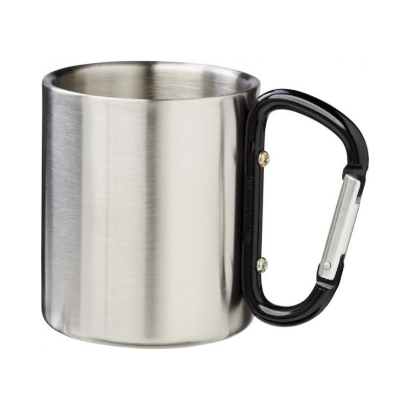 Logotrade corporate gift picture of: Alps 200 ml vacuum insulated mug with carabiner, black