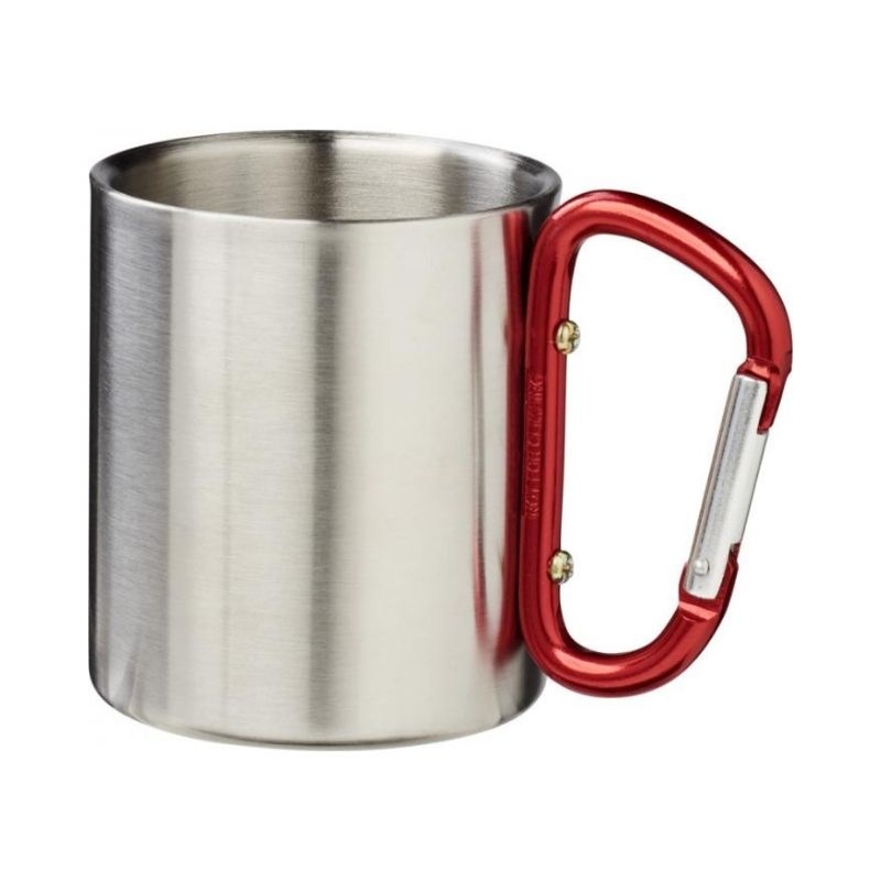Logotrade promotional item image of: Alps 200 ml vacuum insulated mug with carabiner, red