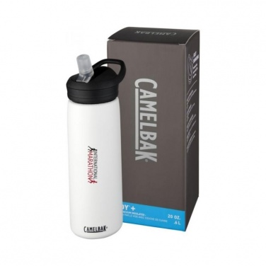 Logo trade promotional items image of: Eddy+ 600 ml copper vacuum insulated sport bottle, white
