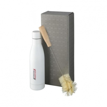 Logo trade promotional gifts picture of: Vasa copper vacuum insulated bottle with brush set, white