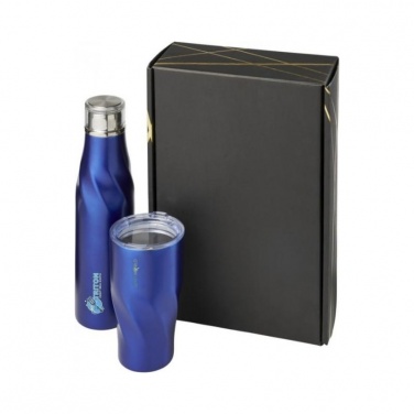 Logotrade promotional gift image of: Hugo copper vacuum insulated gift set, blue