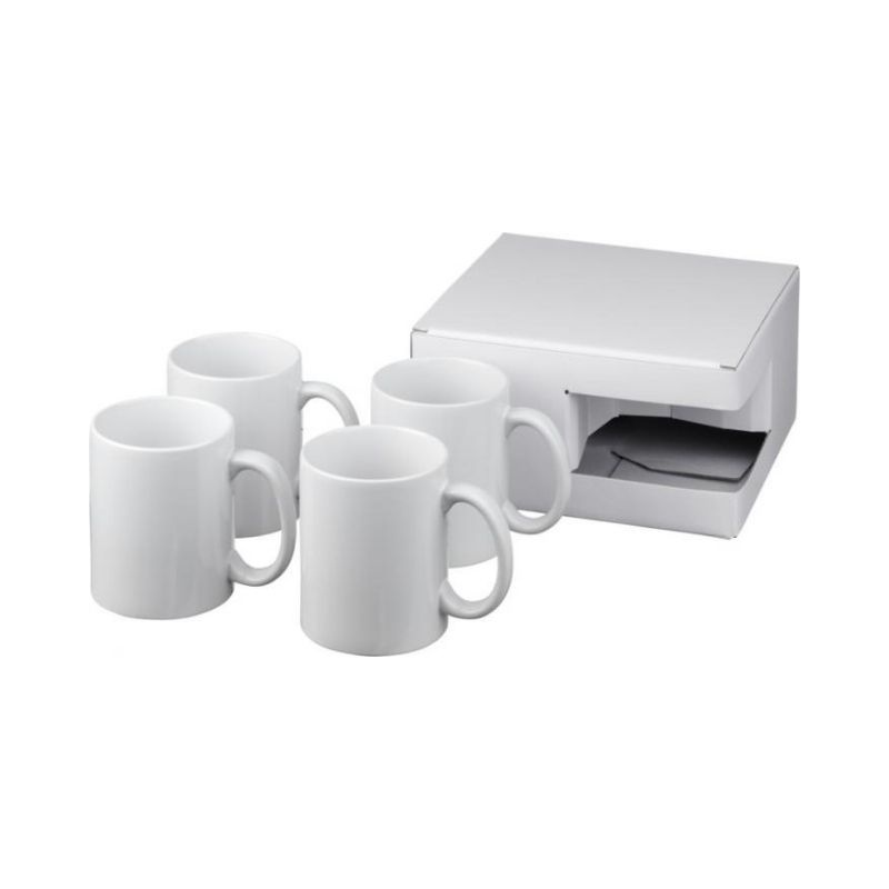 Logo trade advertising product photo of: Ceramic mug 4-pieces gift set, white