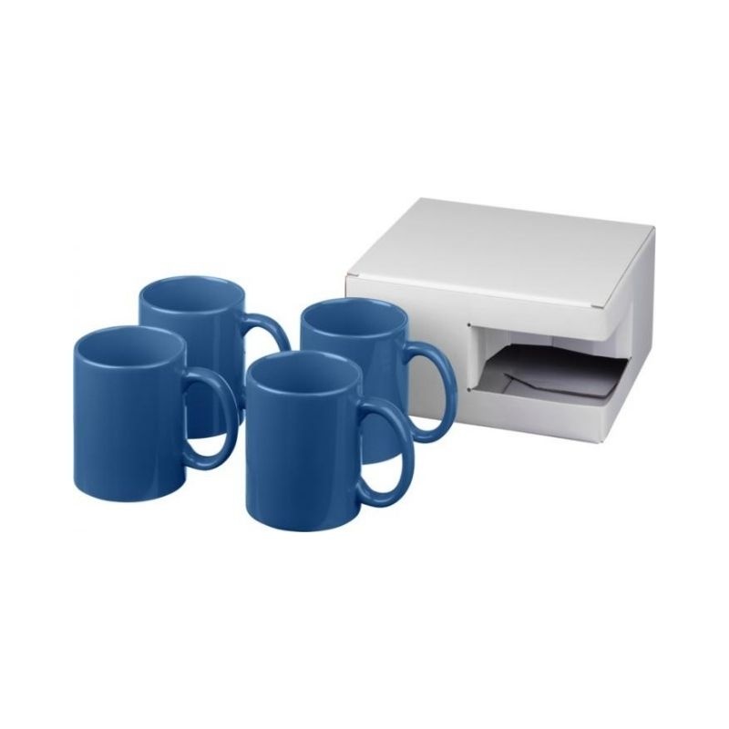 Logo trade promotional gifts picture of: Ceramic mug 4-pieces gift set, blue