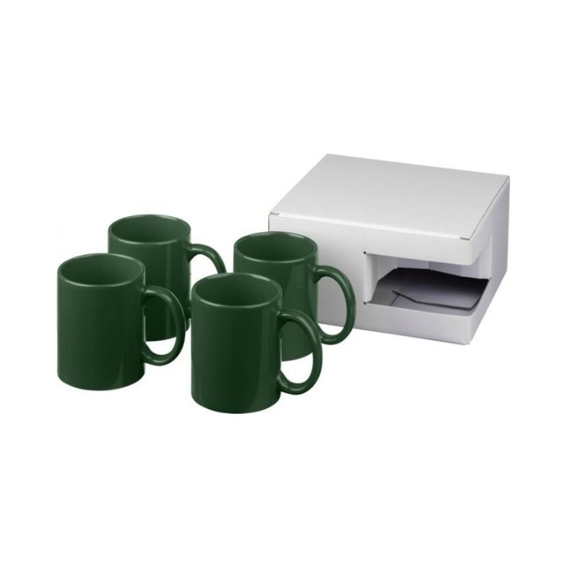 Logo trade promotional merchandise picture of: Ceramic mug 4-pieces gift set, green
