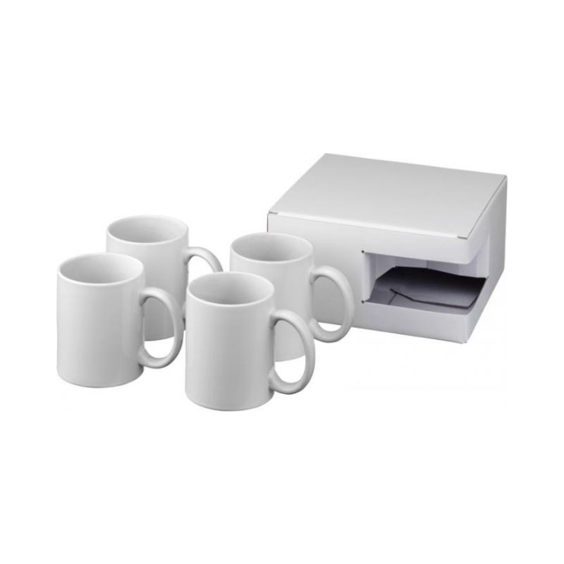 Logo trade promotional gifts picture of: Ceramic sublimation mug 4-pieces gift set, white
