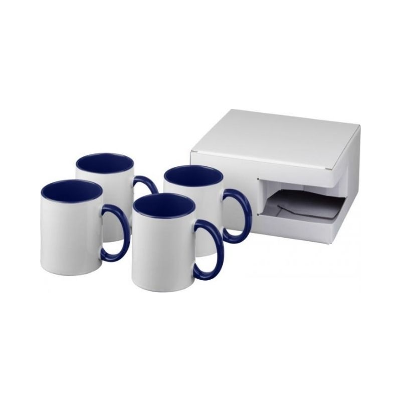 Logotrade promotional merchandise photo of: Ceramic sublimation mug 4-pieces gift set, blue