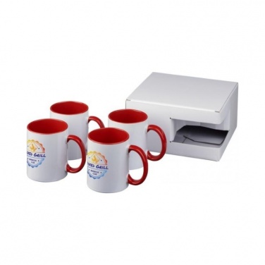 Logo trade promotional giveaways picture of: Ceramic sublimation mug 4-pieces gift set, red