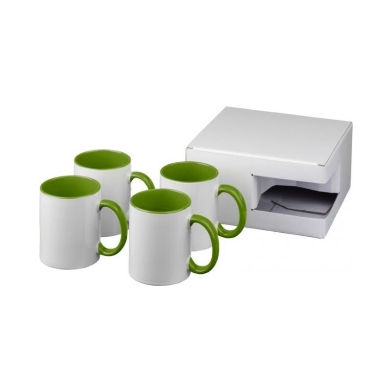 Logotrade advertising products photo of: Ceramic sublimation mug 4-pieces gift set, lime green