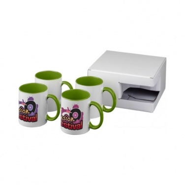 Logotrade promotional products photo of: Ceramic sublimation mug 4-pieces gift set, lime green