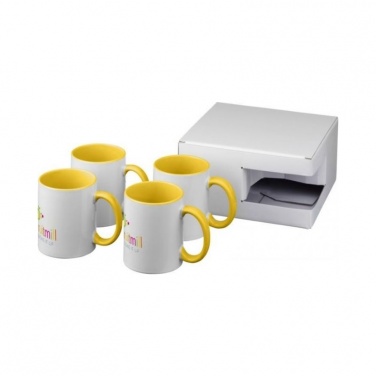 Logotrade corporate gift picture of: Ceramic sublimation mug 4-pieces gift set, yellow