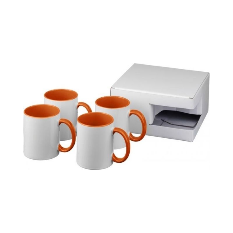 Logo trade promotional items picture of: Ceramic sublimation mug 4-pieces gift set, orange