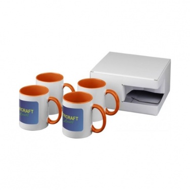 Logo trade corporate gift photo of: Ceramic sublimation mug 4-pieces gift set, orange