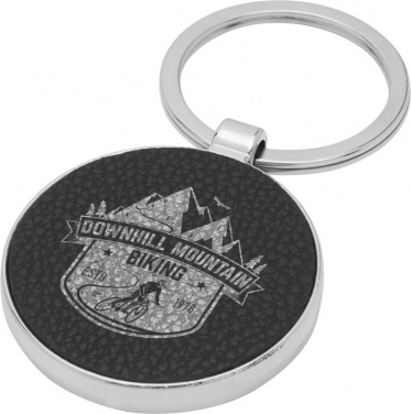 Logotrade corporate gift image of: Paolo laserable PU leather round keychain, black