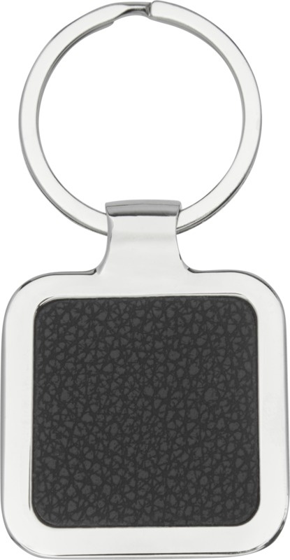 Logo trade promotional gifts picture of: Piero laserable PU leather squared keychain, black