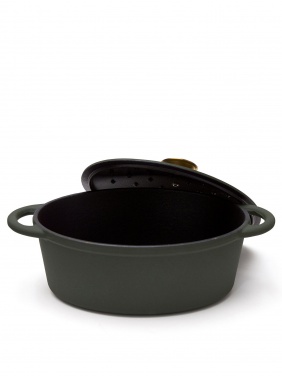 Logo trade promotional merchandise image of: Monte cast iron pot, oval, 3,5L, green