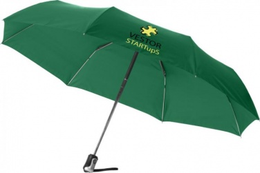 Logo trade business gifts image of: 21.5" Alex 3-section auto open and close umbrella, green
