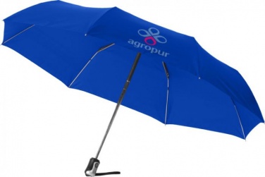 Logo trade promotional products image of: 21.5" Alex 3-section auto open and close umbrella, blue