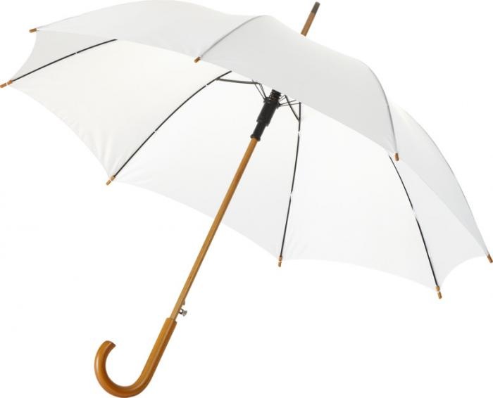 Logotrade promotional product image of: Kyle 23" auto open umbrella wooden shaft and handle, white