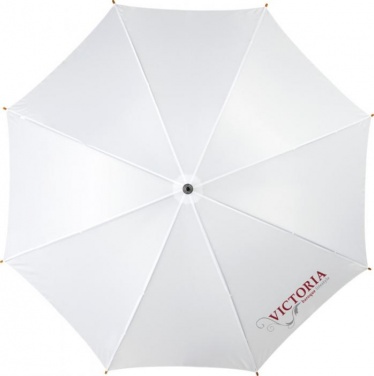 Logo trade promotional merchandise image of: Kyle 23" auto open umbrella wooden shaft and handle, white